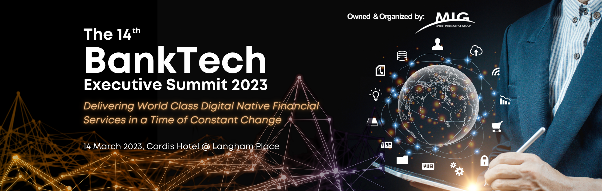 Programme banner for 14th BankTech Executive Summit 2023